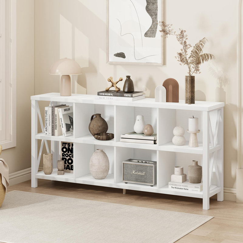 Bibliothèque en bois Guinna, Chêne blanc, 8 cubes