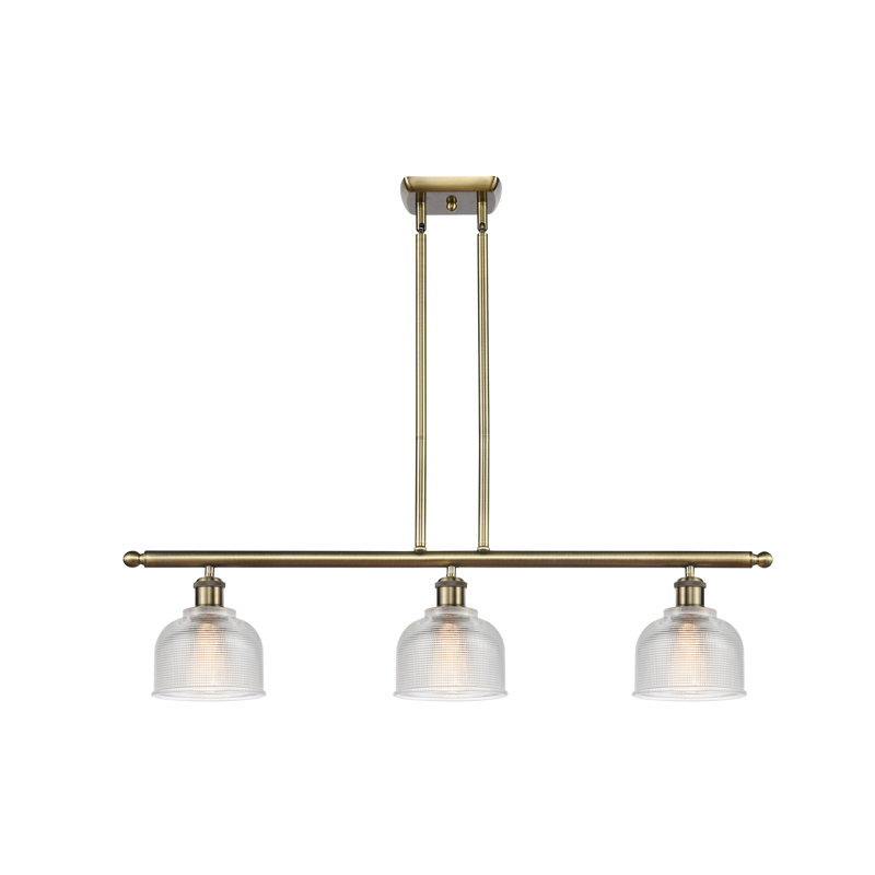 Luminaire suspendu linéaire pour îlot de cuisine 3 lumières Reba, Transparent, Ampoule non incluse