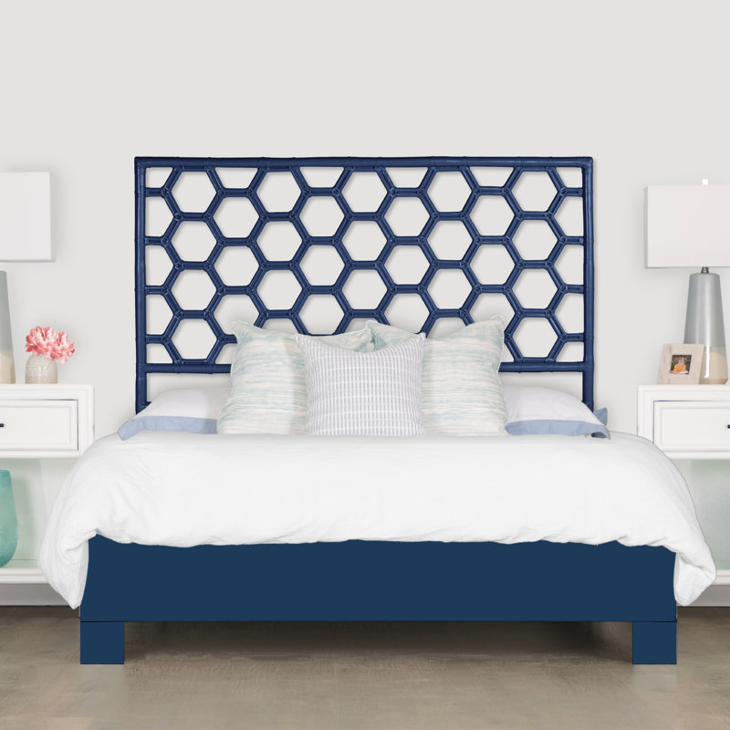 Lit plateforme Honeycomb, Bleu marine, Simple