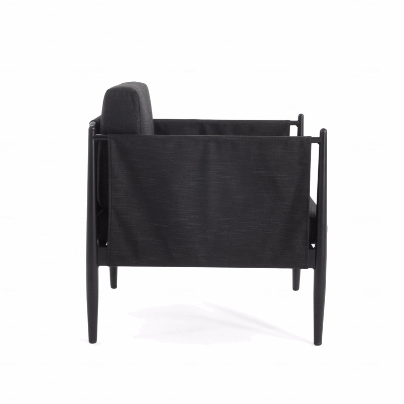 Set Of 2 Outdoor Patio Club Chair, Black Aluminum