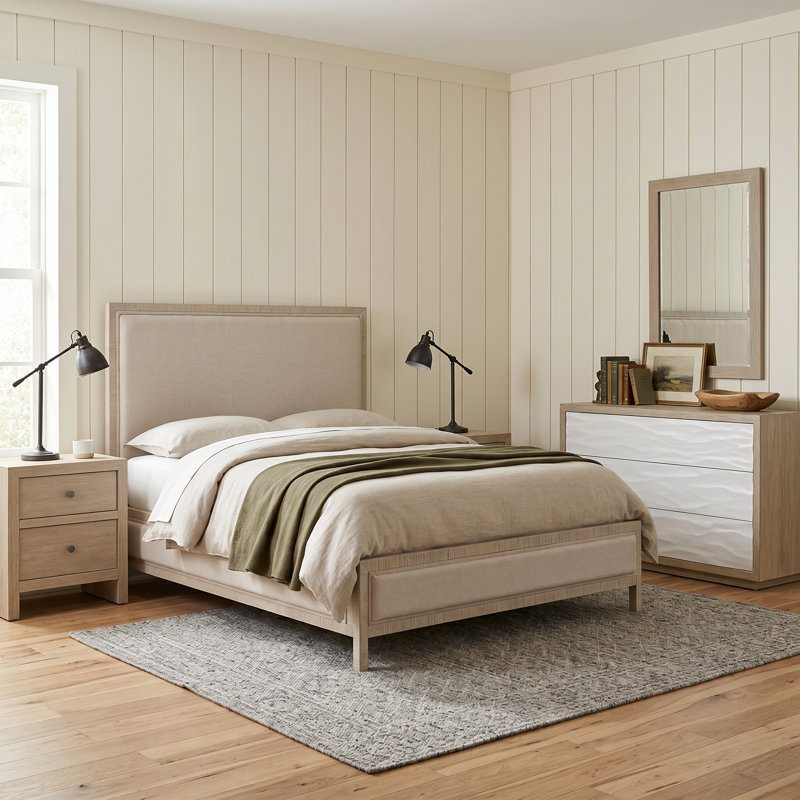 Oasis 5 Piece Queen Bedroom Set, 5 Pcs: Bed, 2 Nightstands, Dresser, Mirror, Queen