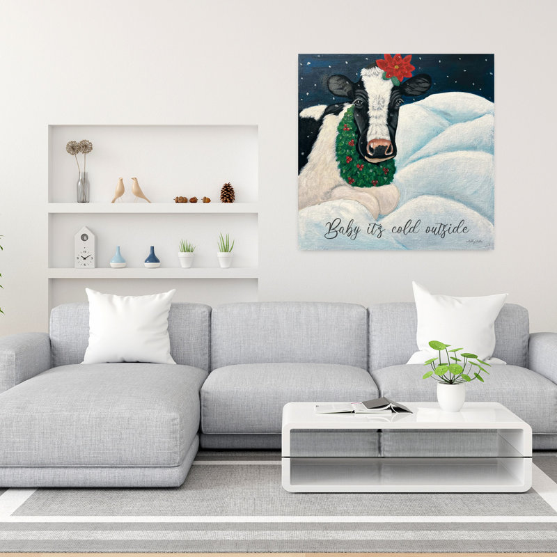 Art contemporain avec son bébé froid et neige en hiver, H 36 po x l 36 po