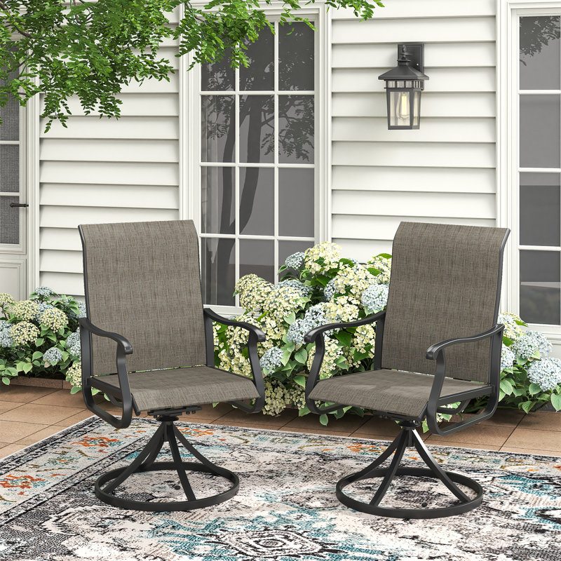 Fauteuils d'extérieur pivotants, Coussin brun / cadre noir