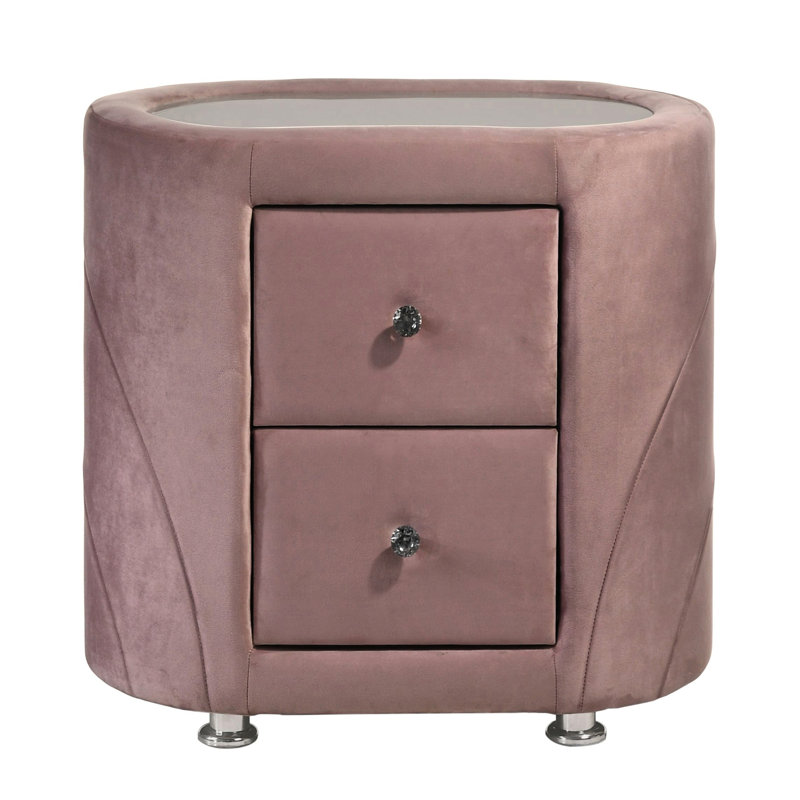 Armoire de chevet rembourrée rose moderne avec deux tiroirs pratiques et élégants