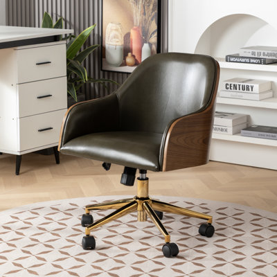Chaise de bureau rembourrée en cuir véritable
