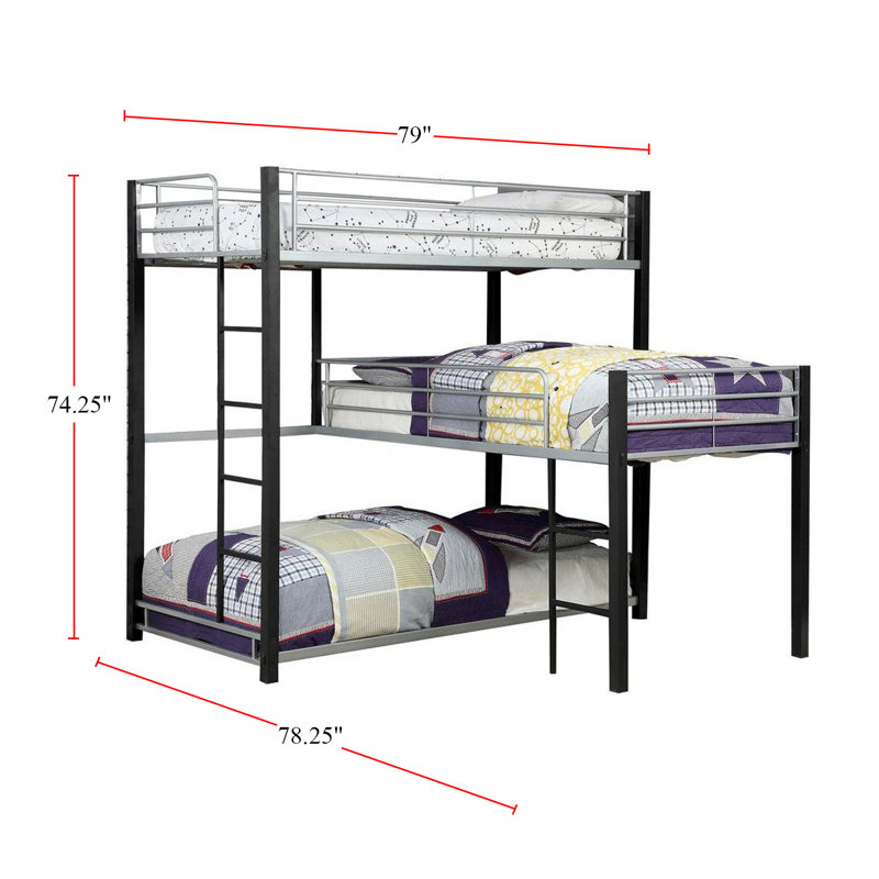 Lit simple en métal noir Triple Decker