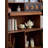 Medieval-Style Red Oak Sliding Corner Glass Door Bookcase