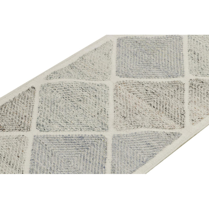 Scandinavian Wool Geometric Area Rug, Runner 3' x 14'