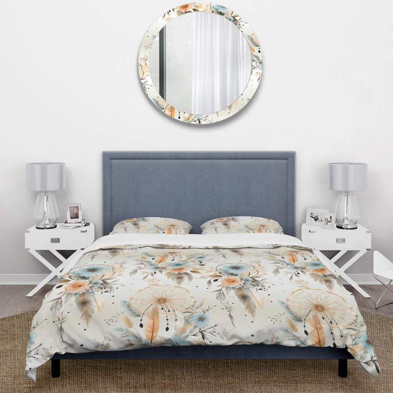 Dreamcatchers Boho Pattern Duvet Cover, King Duvet Cover + 2 King Shams