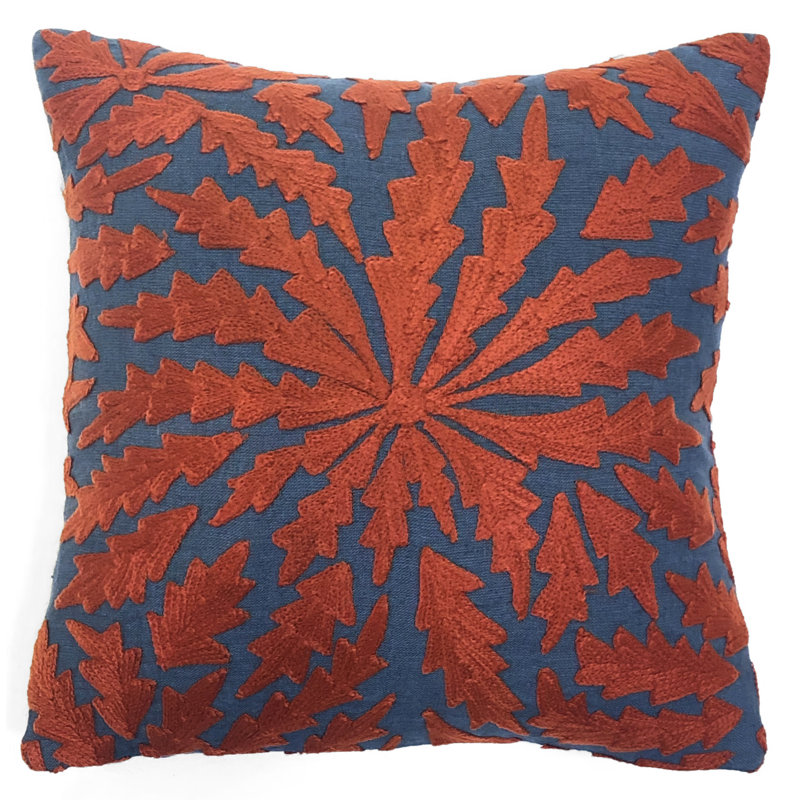 Embroidered Linen Throw Pillow