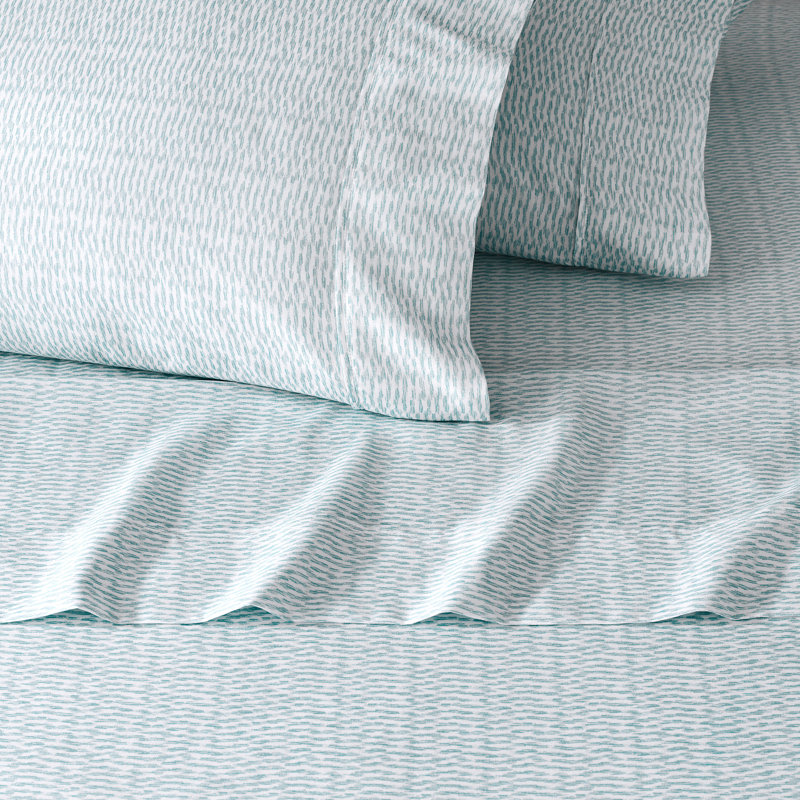 GAIAM Microfiber Cooling Wrinkle-Resistant Sheet Set, Ikat Fan Light Ocean, Queen Sheet Set with 4 Pillowcases
