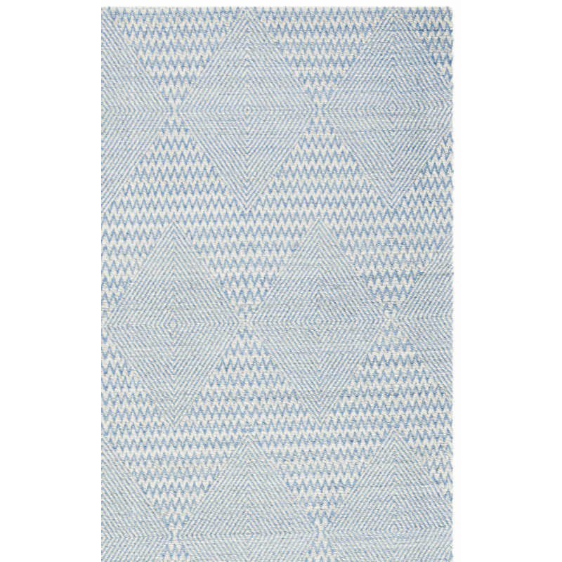 Tapis bleu / ivoire tissé à la main Altis, Rectangle 4 pi x 6 pi