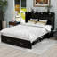 Grand lit escamotable moderne avec rangement et station de charge intégrée - peu encombrant, matelas inclus, noir