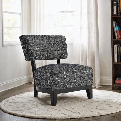 Chaise d'appoint 1 pièce à finition noire avec accoudoirs sans accoudoirs et pieds angulaires