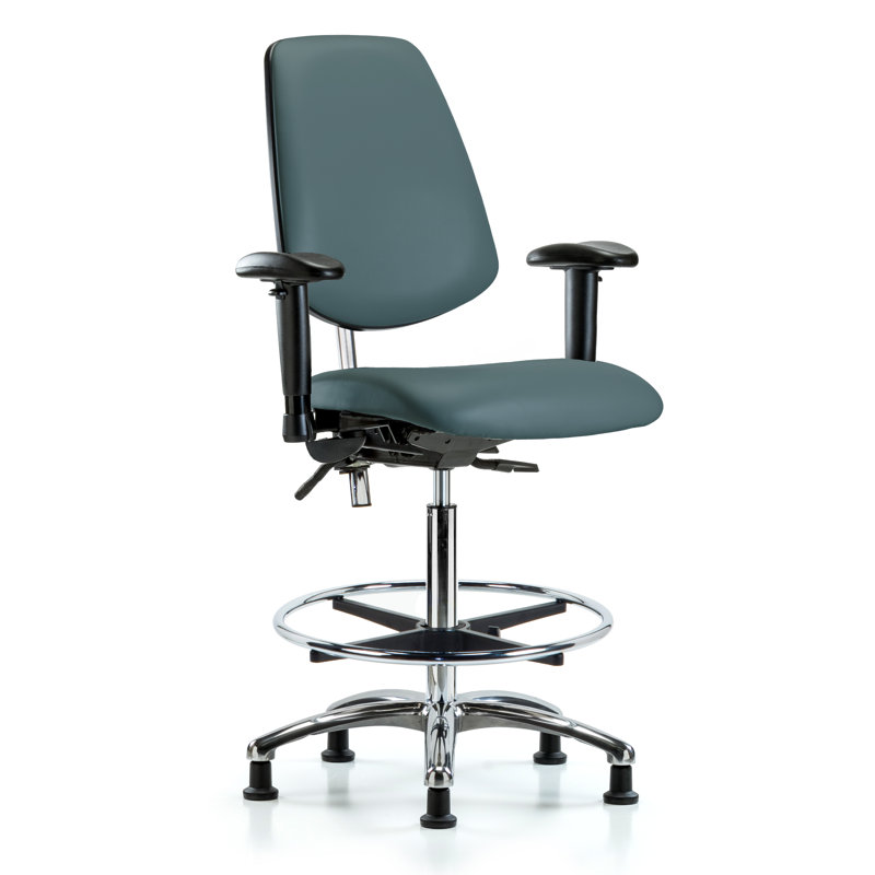 Makaila Vinyl Drafting Chair, Colonial Blue, Glides, Included