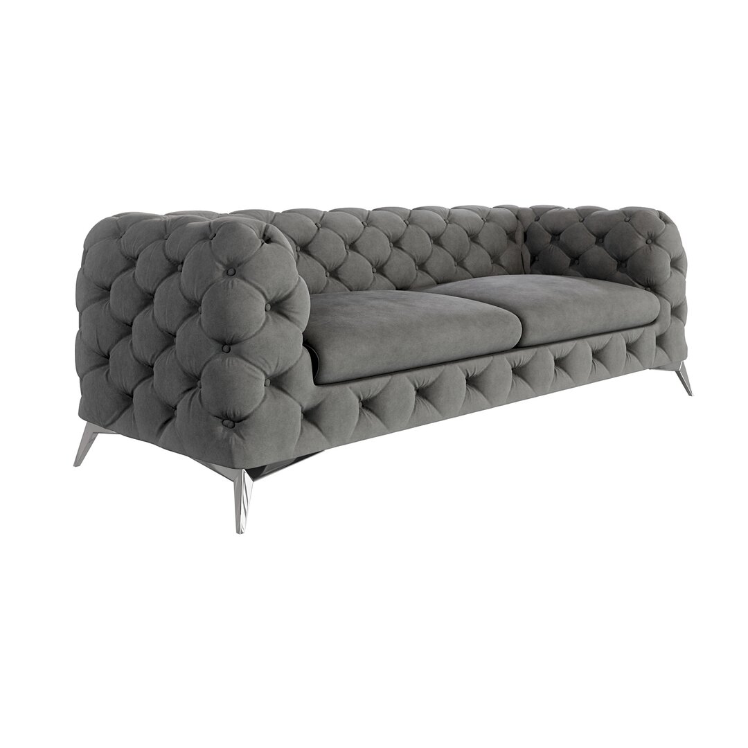 Chesterfield Sofa 3-Sitzer Bixby mit Silber Metall Füßen