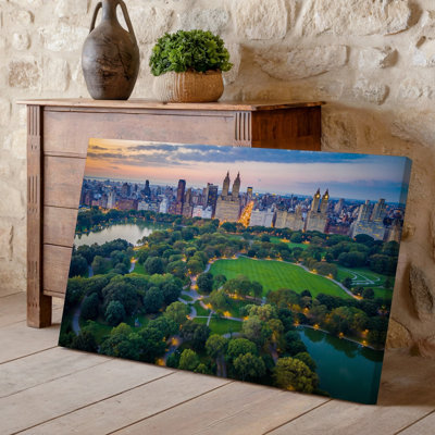 Canvas Aerial View Of Central Park Surrounded By The Towering Skyscrapers Wall Art Of New York City Showcasing A Vibrant Urban Canvas Wall Art