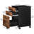 Rustic Brown & Black 3-Drawer File Cabinet - Wooden Under Desk Filing Cabinet (Fits A4/Letter, Small Rolling Storage, Printer Stand For Home Office)