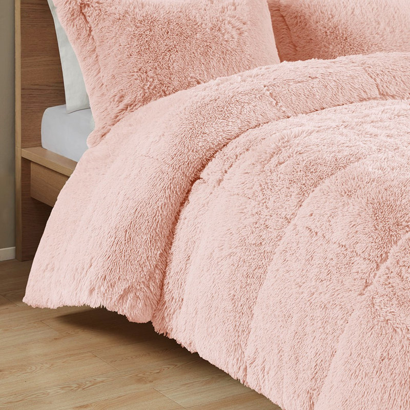 Édredon double / grand à poils longs - Mini couvre-oreillers Blush