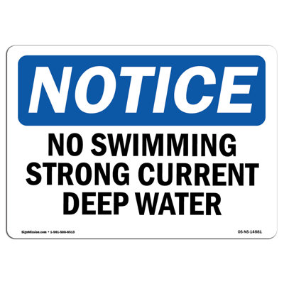 No Swimming Strong Current Deep Water Aluminum Sign 18 x 24