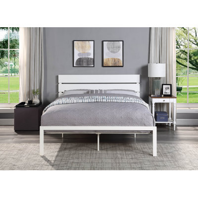 Mobilier de chambre à coucher contemporain contemporain en métal blanc pour grand lit 1pc