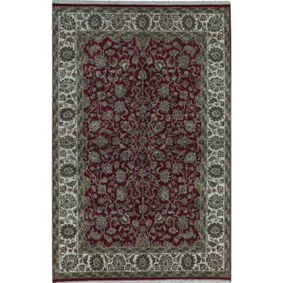 Hand-Knotted High-Quality Red and Ivory Area Rug