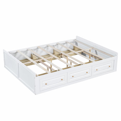 Wood Queen Size Platform Bed Frame with 6 Drawers by Red Barrel Studio