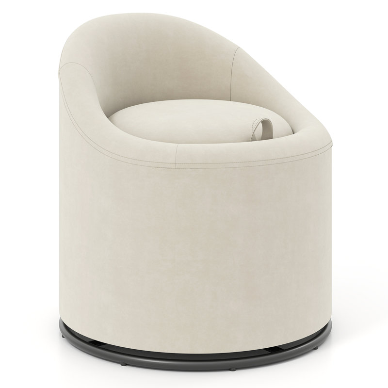 1 PCS Barrel Chair with Storage 360° Swivel Upholstered Vanity Chair with Backrest Beige, Beige