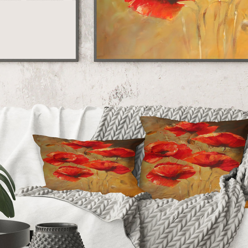 Housse et insert de coussin carré Blooming Poppies II, 18" x 18"