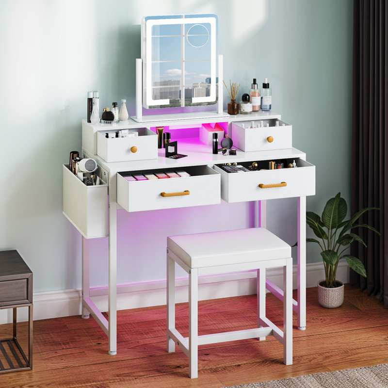 Bureau de coiffeuse avec miroir lumineux