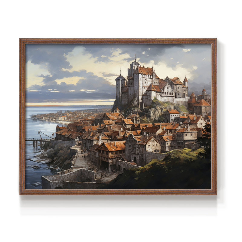 Paysage, série XCI, reproduction encadrée, Noyer, H 16 po x l 20 po