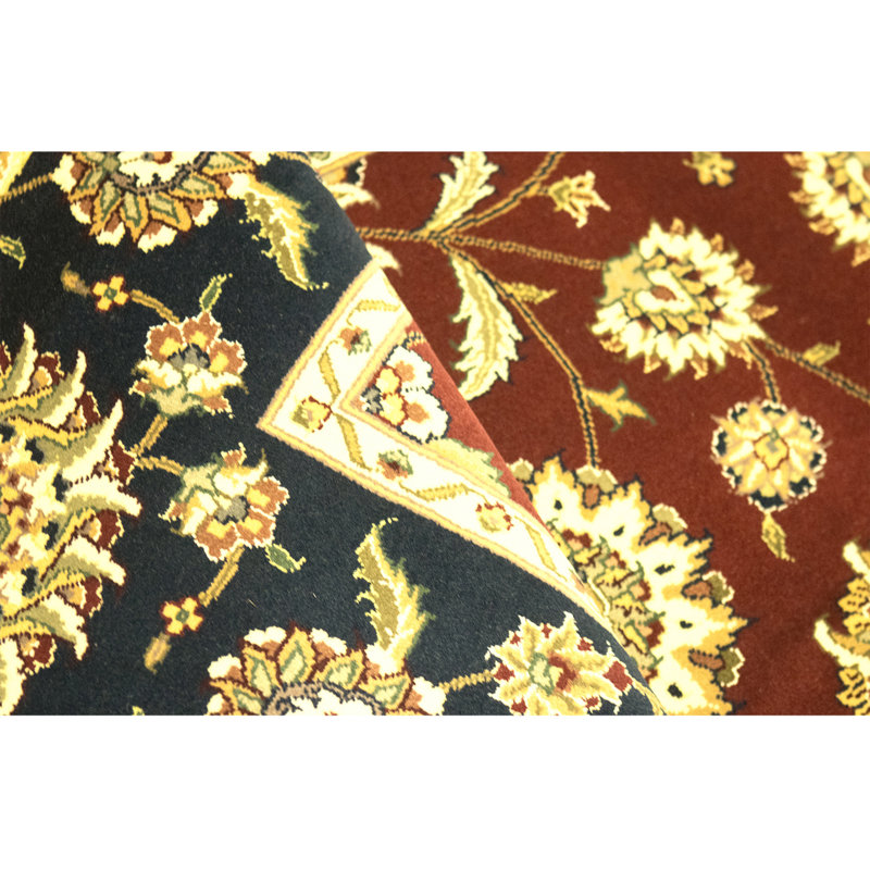 Hand Knotted Area Rug in Wine And Navy