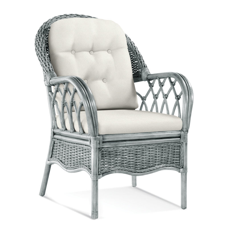 Chaise avec accoudoirs rembourrée Everglade, Nickel, Blue Buffalo Check; 0120-61