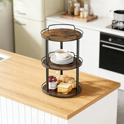 3-Tier Wooden Lazy Susan Turntable Organizer For Kitchen Cabinet And Countertop, 10.2-Inch Spice Rack For Pantry, Bathroom, And Table Top Storage