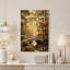 Pont de pierre doré et ensoleillé dans une forêt d'automne - Tableau sur toile-322378740