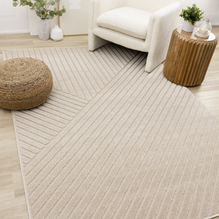 Martaveous Textured Lines Greige Area Rug