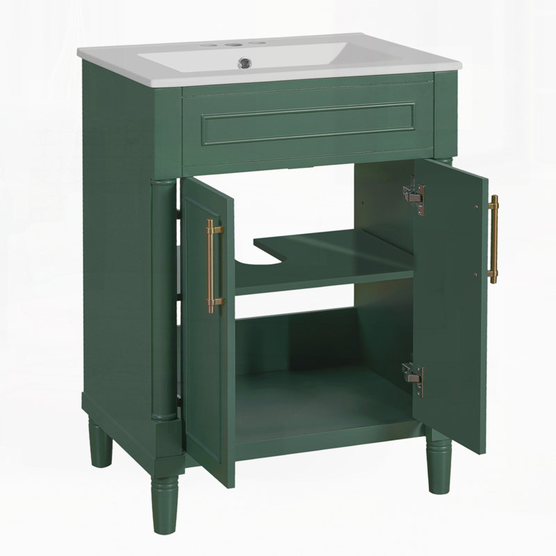 Meuble-lavabo 24 po avec lavabo en céramique, Vert