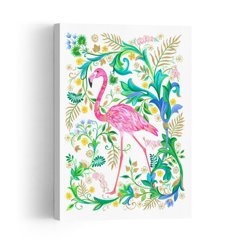 Flamingo Elegant Vibrant Whimsical Bird Flamingo Nature Summer Wall Art Print 1 Piece Wrapped Canvas Wall Art