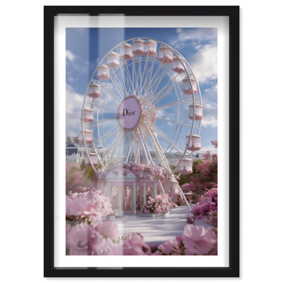 Ferris Wheel in Full Bloom Shadowbox Print Glam Wall Decor by Notoriart, Black Frame, 17 x 25