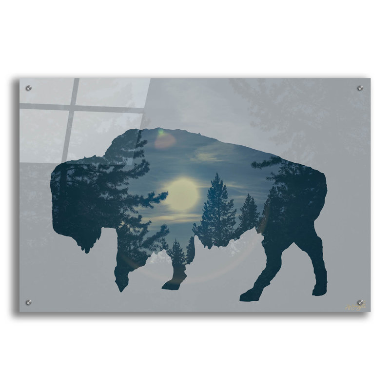 Art mural en verre épique «Buffalo Silhouette» par Life BeautifuLEE, 36 po x 24 po, H 24 po x l 36 po
