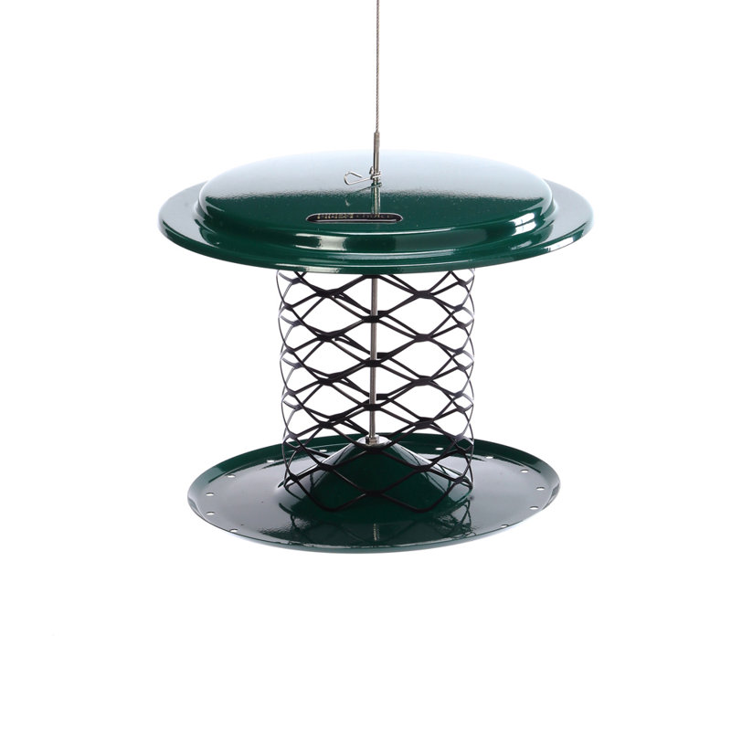 Green and Black Metal Hanging Tube Bird Feeder