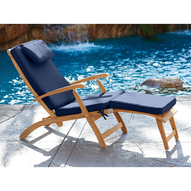 Steamer Reclining Chaise Lounge with Sunbrella Canvas Cushion, Blue