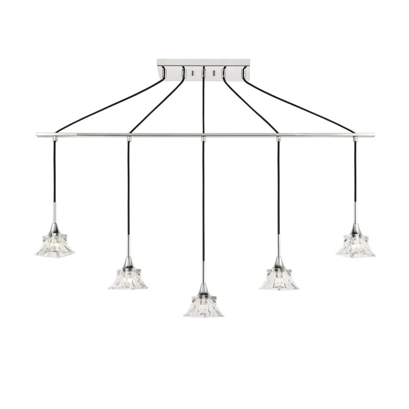 Luminaire suspendu linéaire à 5 lumières pour îlot de cuisine Angeline, Chrome
