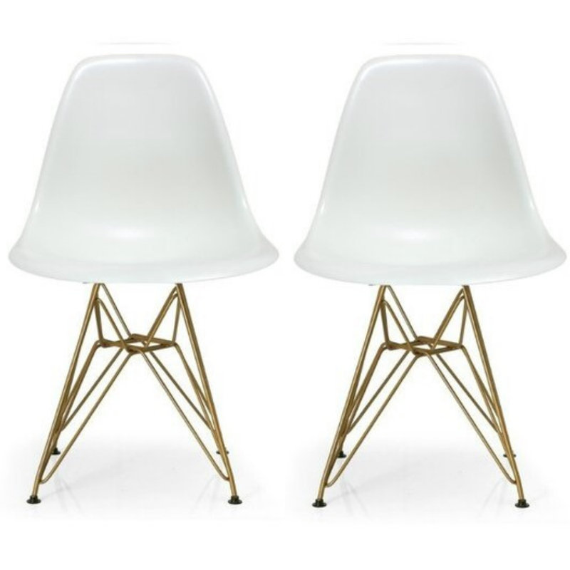 Chaise d'appoint Loie Pays-Bas, Blanc, Doré, 4