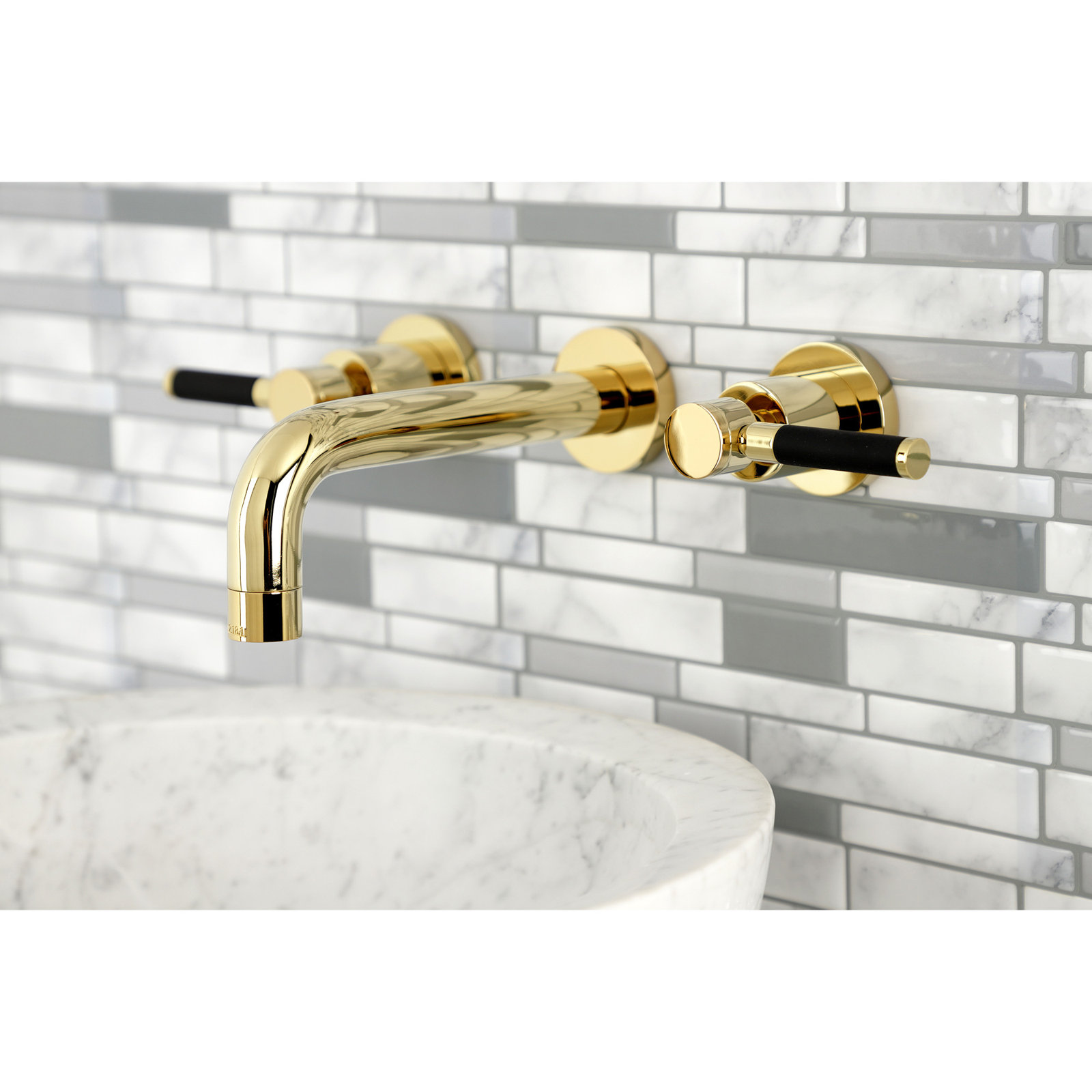 Kaiser Wall-Mounted Bathroom Faucet, Polished Brass