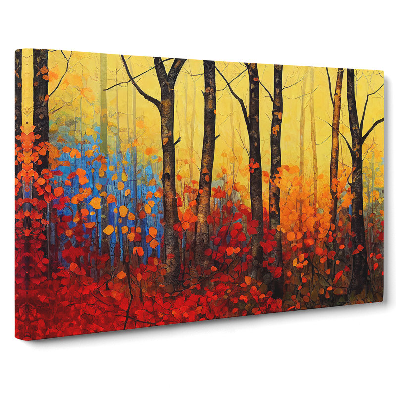 Reflective Autumn Forest Abstract - Wrapped Canvas