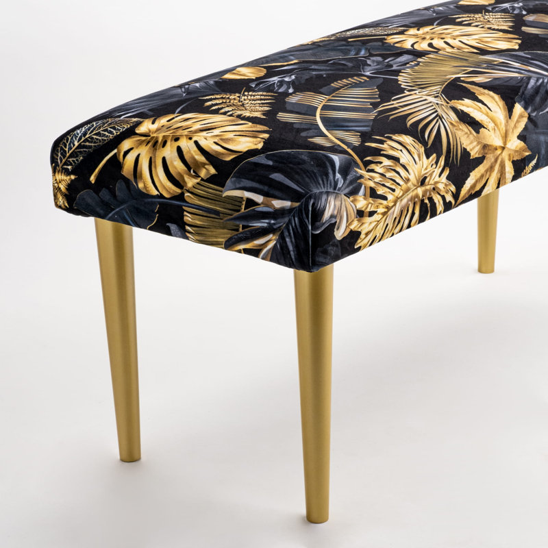 Velvet Upholstered Bench, H45 x W45 x D40cm