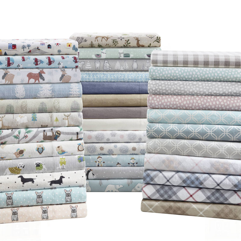 Ensemble de draps imprimés à carreaux gris, doux et durable pour un sommeil confortable