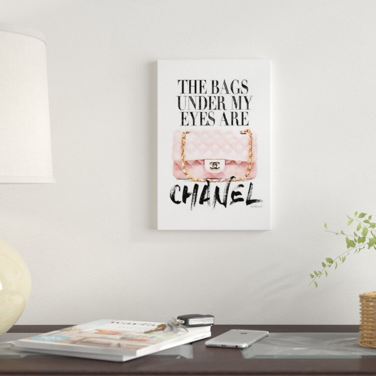 Bags Under My Eyes Pink Bag Print on Canvas East Urban Home Size: 26 H x 18 W x 1.5 D