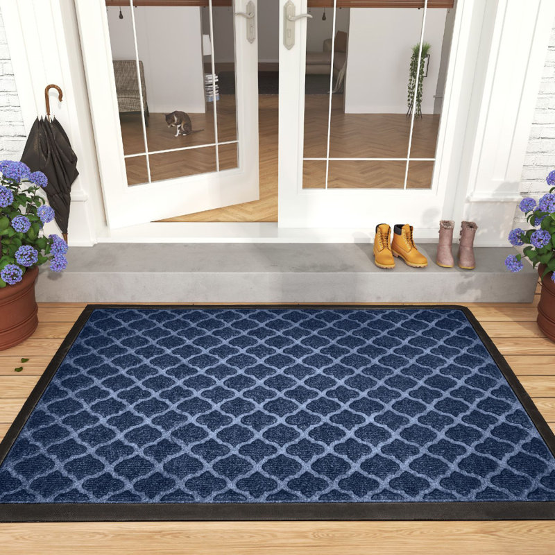 Non-Slip Outdoor Door Mat, Blue, 24'' W x 47'' L